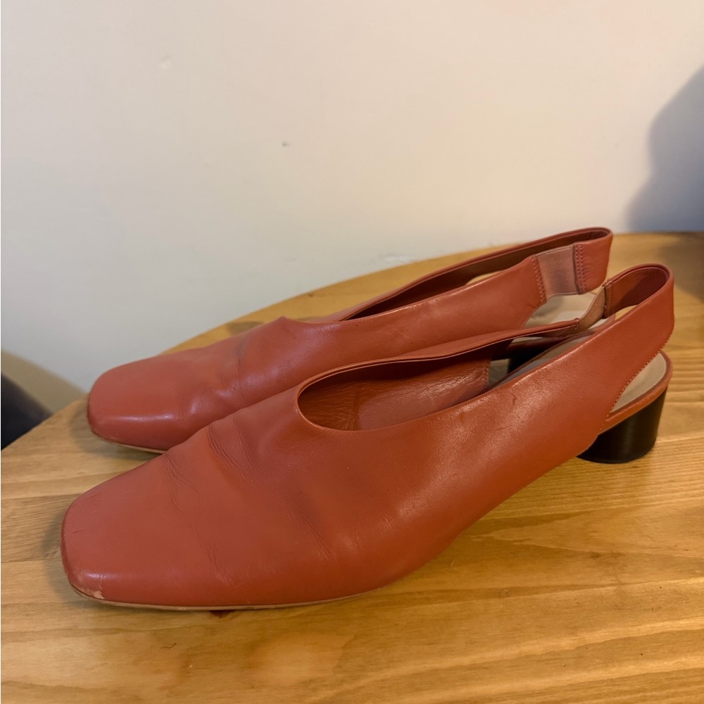 Everlane Women's Italian Leather Slingback Shoes in Terracotta Size 11